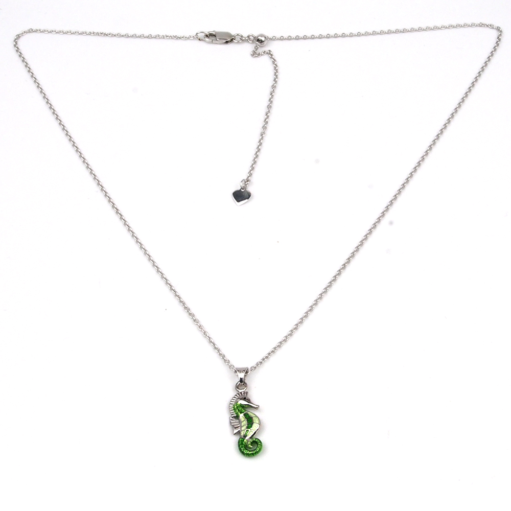 Silver Enamel Seahorse Pendant