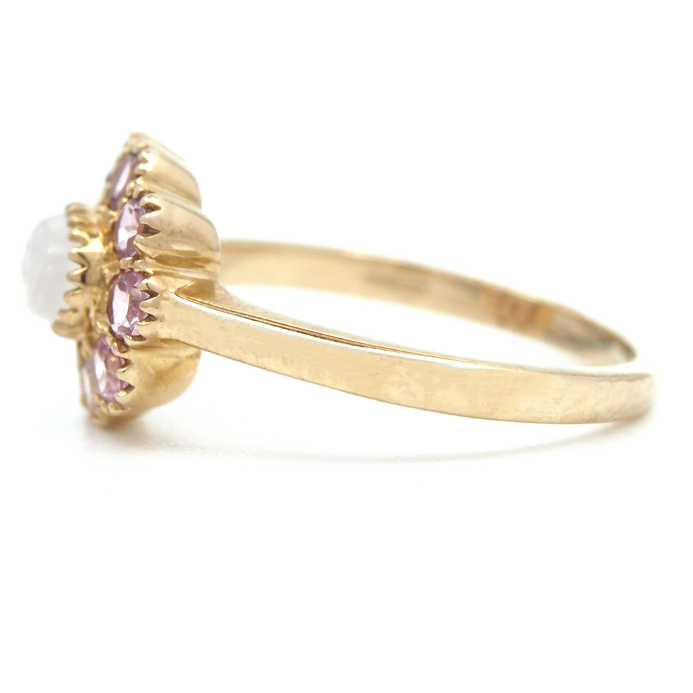 Moonstone and Pink Tourmaline Ring