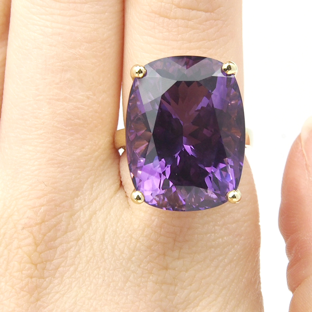 Amethyst Single Stone Ring - Natural Zambian 27.64ct Amethyst