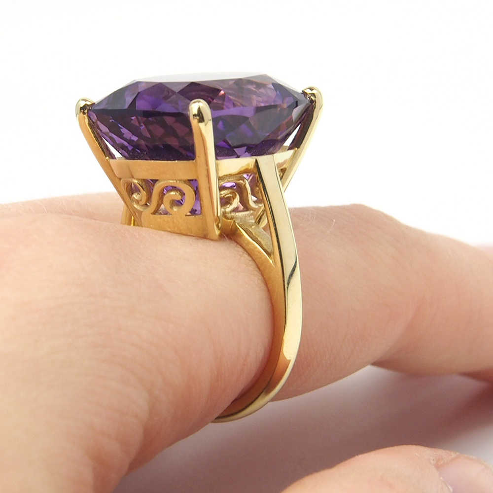 Amethyst Single Stone Ring - Natural Zambian 27.64ct Amethyst
