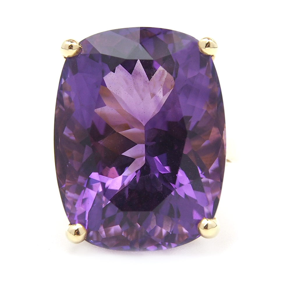Amethyst Single Stone Ring - Natural Zambian 27.64ct Amethyst