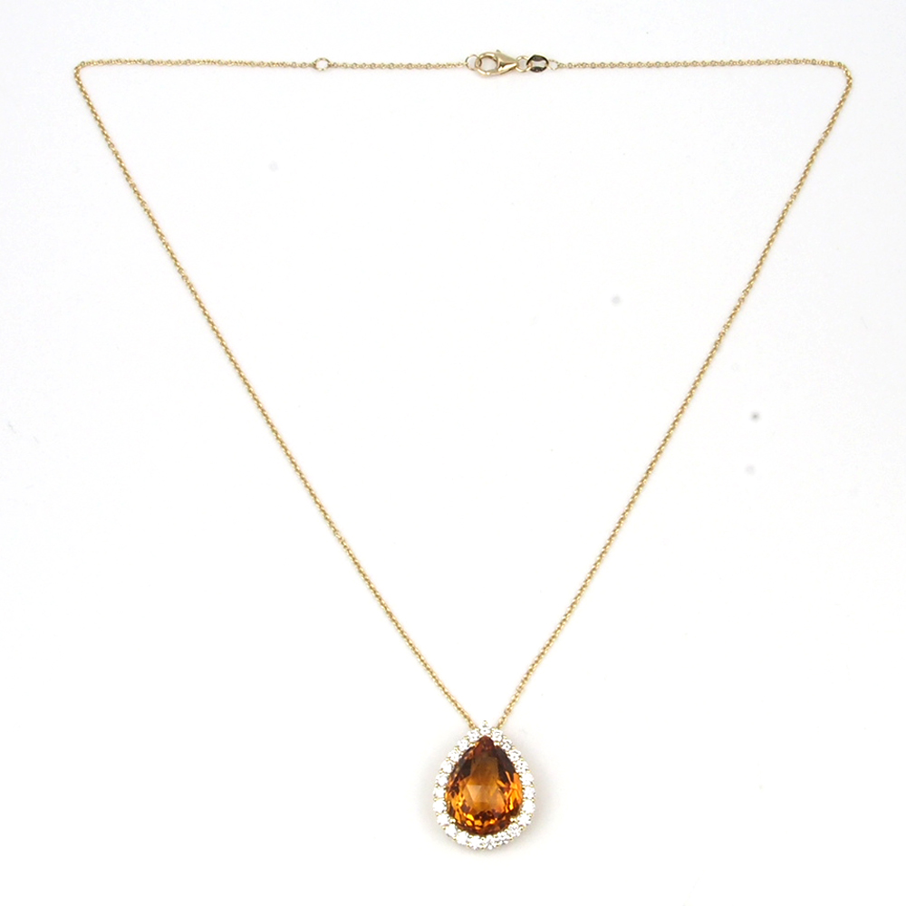 Citrine and Diamond Pendant