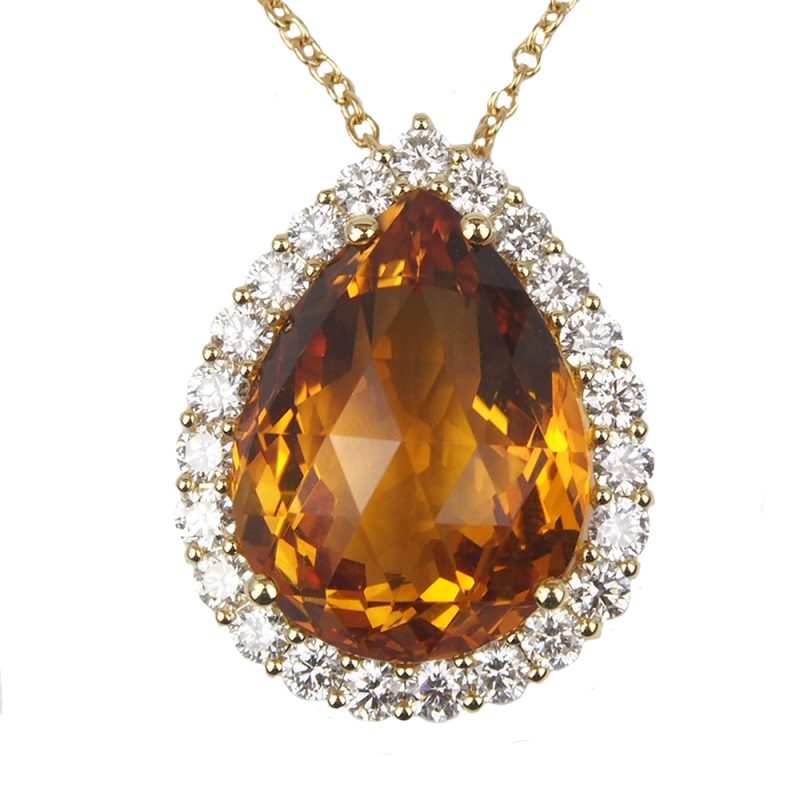 Citrine and Diamond Pendant