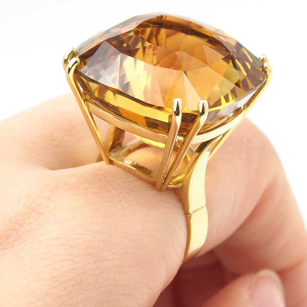Citrine Single Stone Ring - Natural 65.92ct