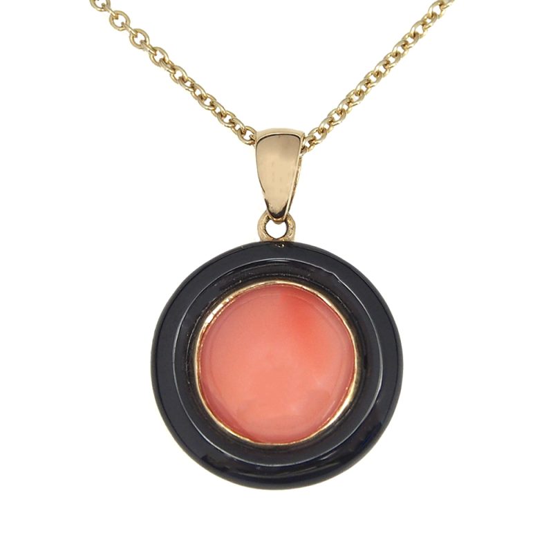 Coral and Onyx Pendant