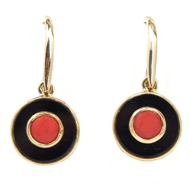 Coral and Onyx Earrings