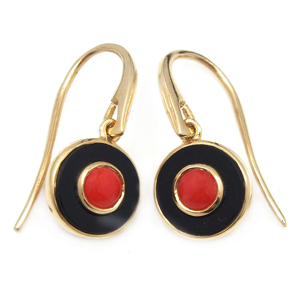 Coral and Onyx Earrings