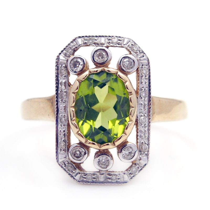 Peridot and Diamond Ring