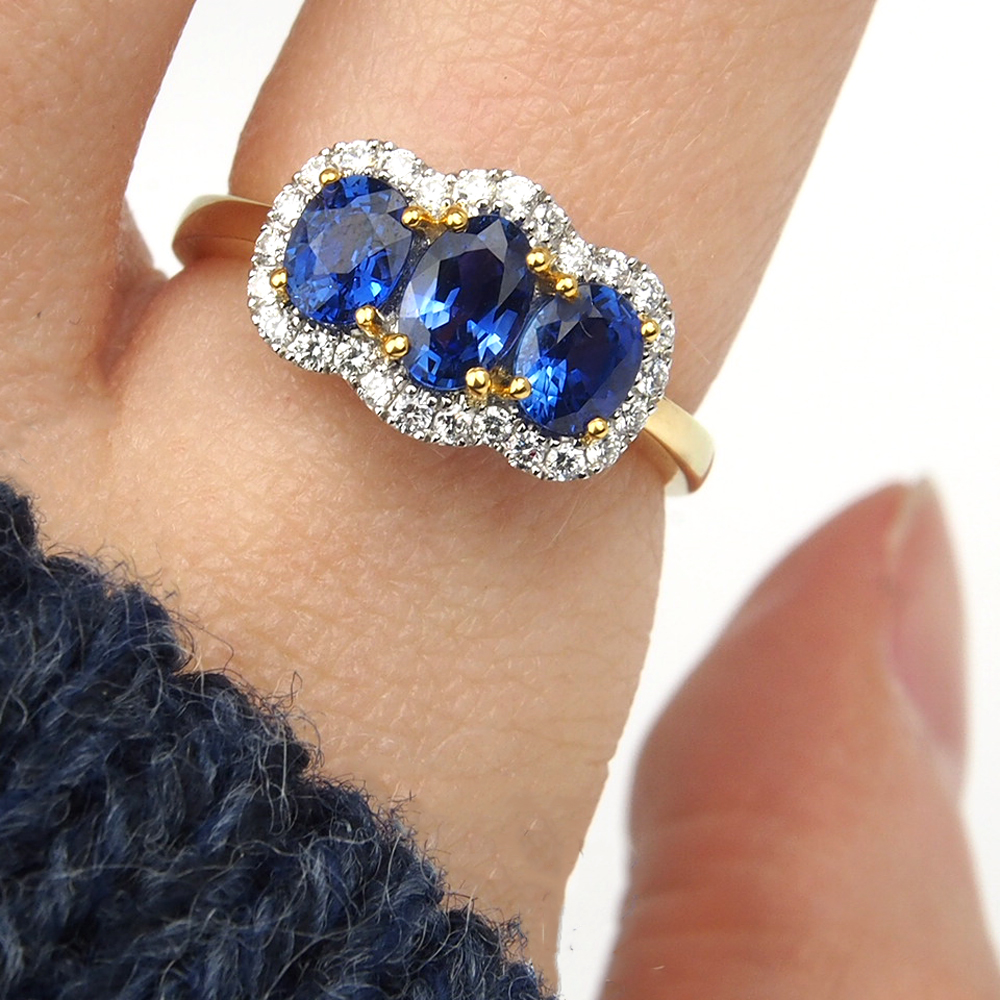 Sapphire & Diamond Cluster Ring