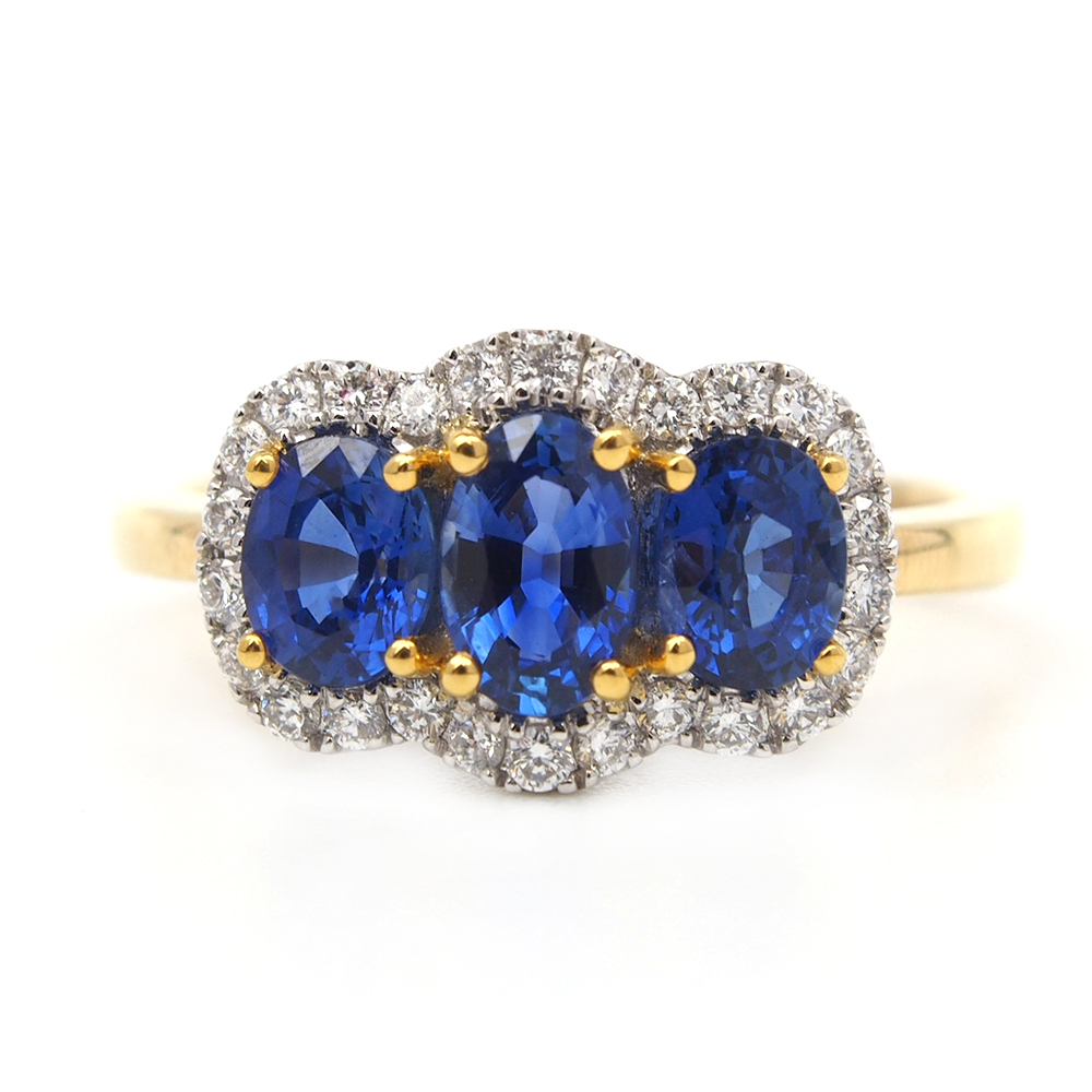 Sapphire & Diamond Cluster Ring