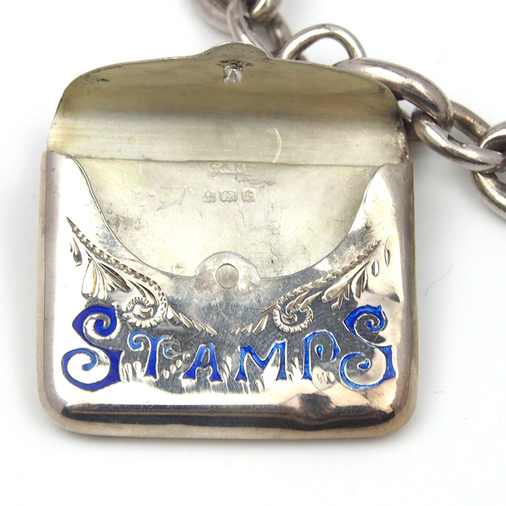 Antique Silver Chain and Stamp Case