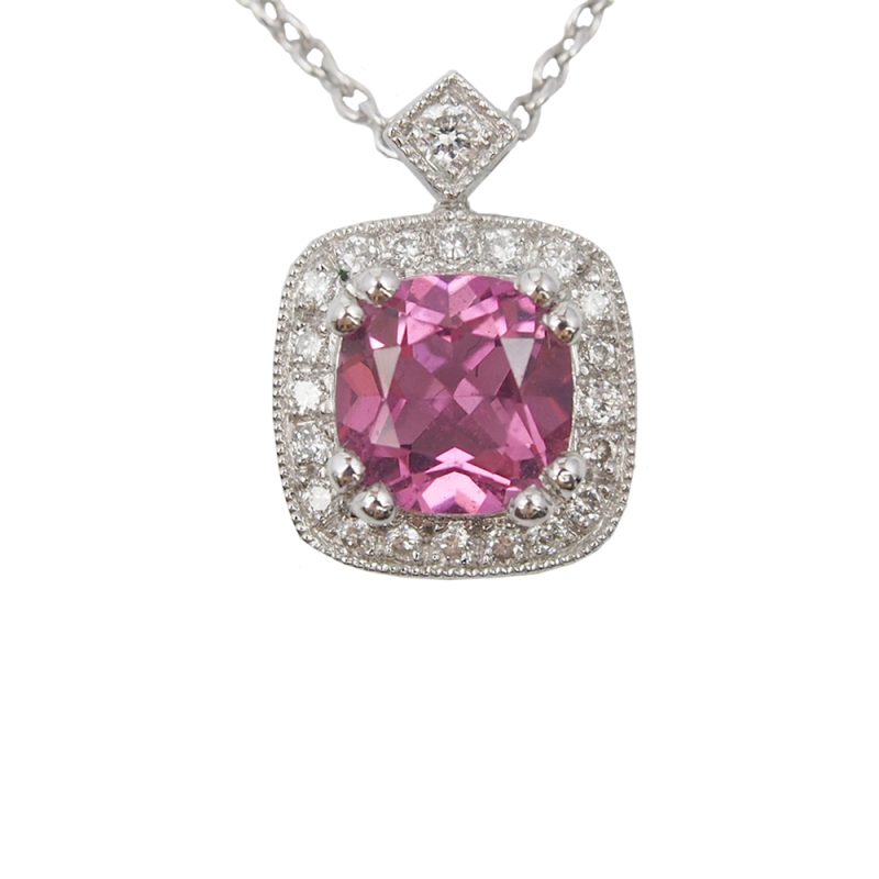 Tourmaline & Diamond 18ct White Gold Pendant