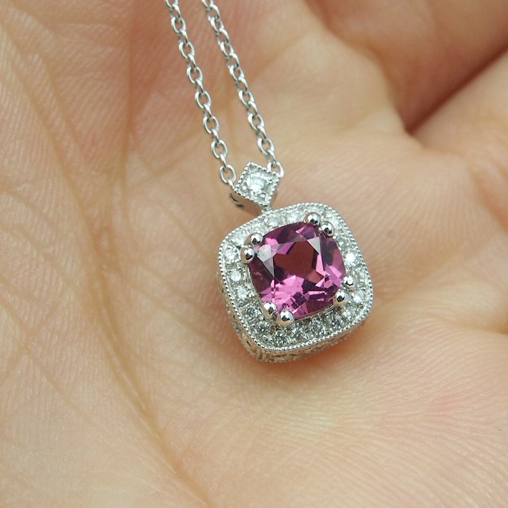Tourmaline & Diamond 18ct White Gold Pendant