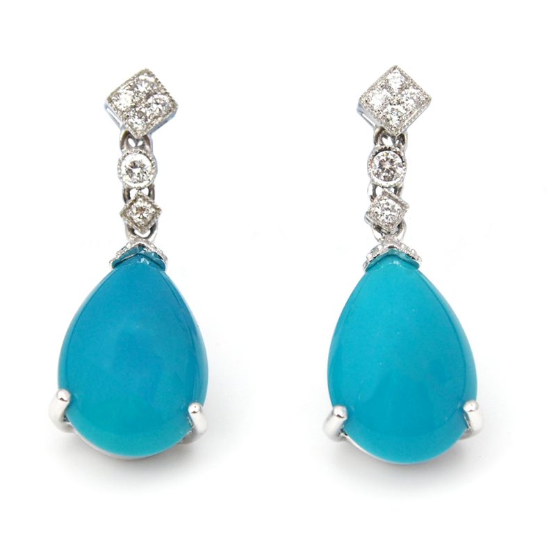 Turquoise and Diamond Earrings