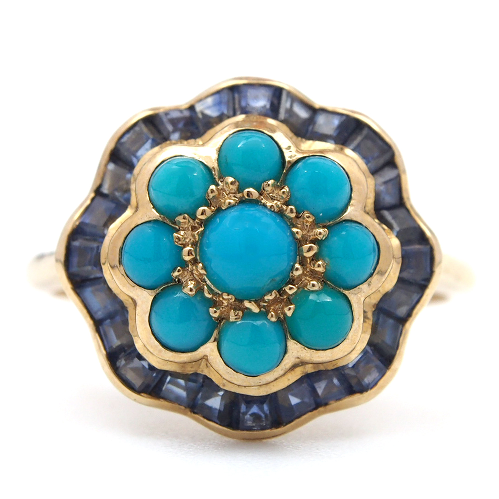 Turquoise and Sapphire Ring