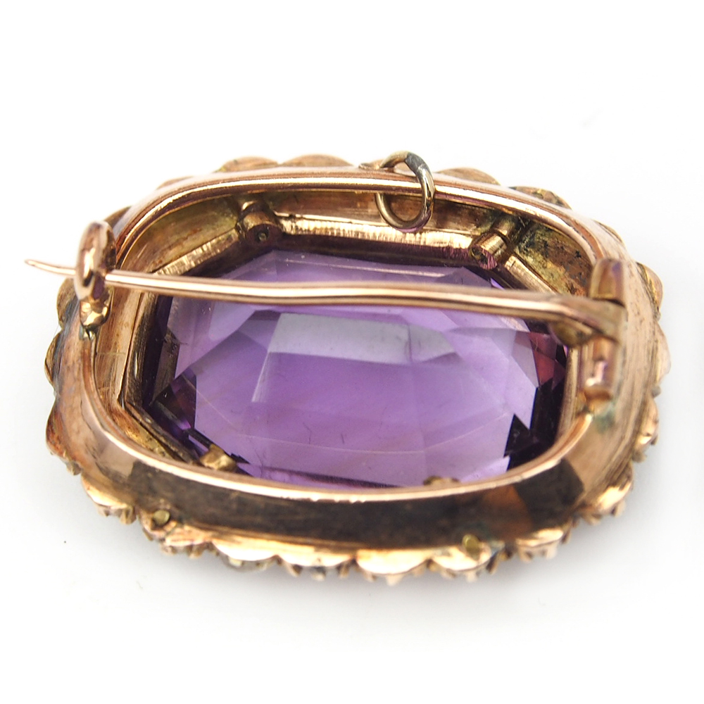 Amethyst & Pearl Antique Brooch