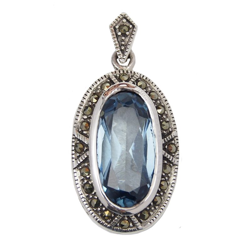 Topaz, Silver and Marcasite Locket