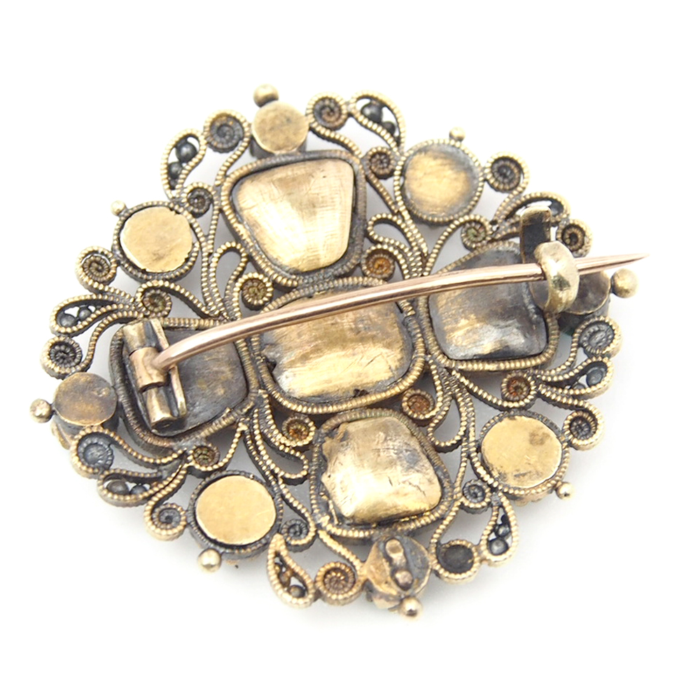 Garnet, Turquoise & Pearl Antique Brooch