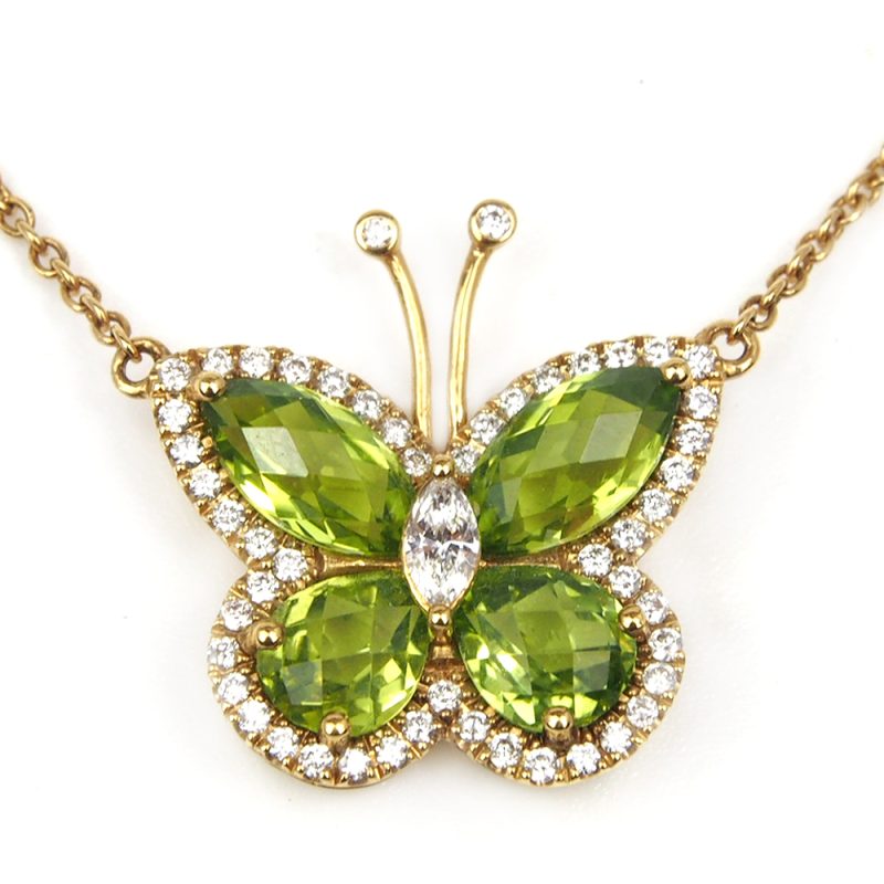 Peridot and Diamond Butterfly Necklace