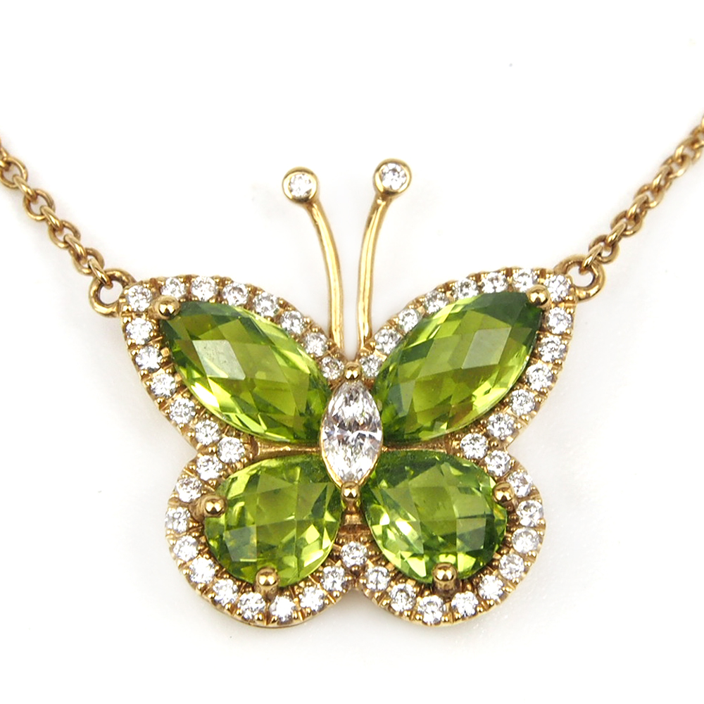 Peridot and Diamond Butterfly Necklace