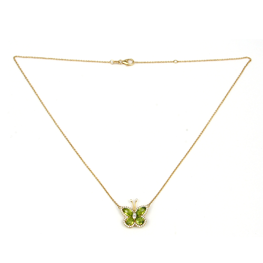 Peridot and Diamond Butterfly Necklace