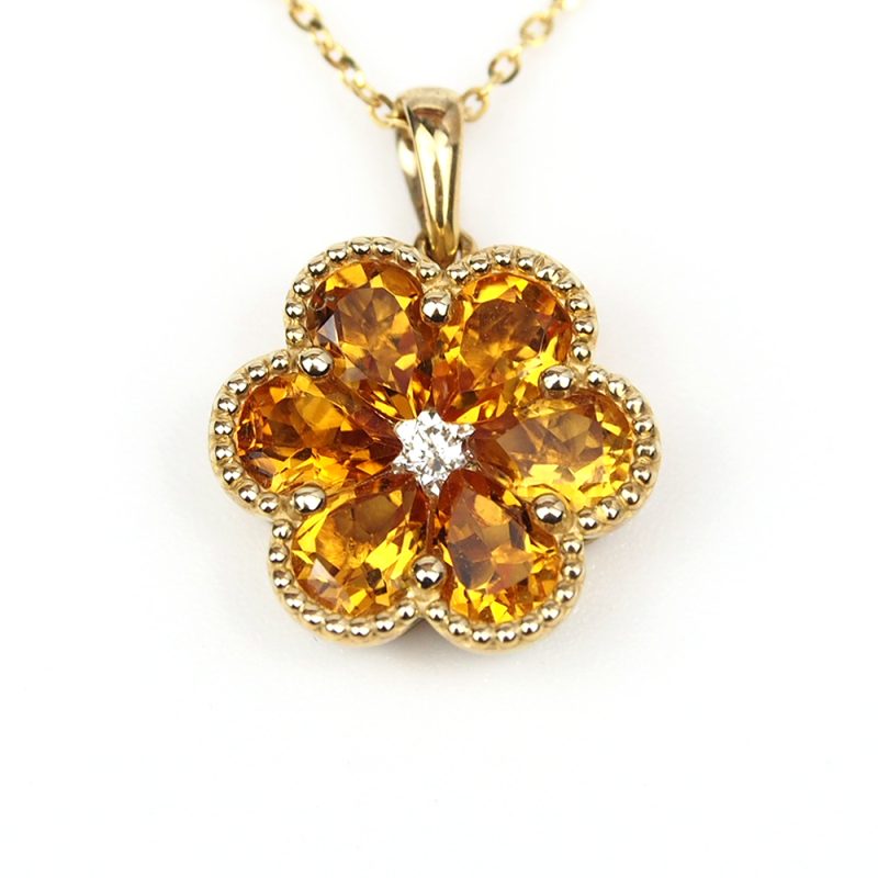 Citrine and Diamond Pendant