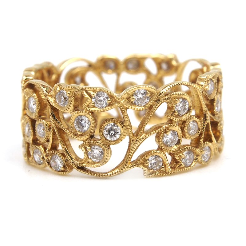 Diamond Floral Band Ring