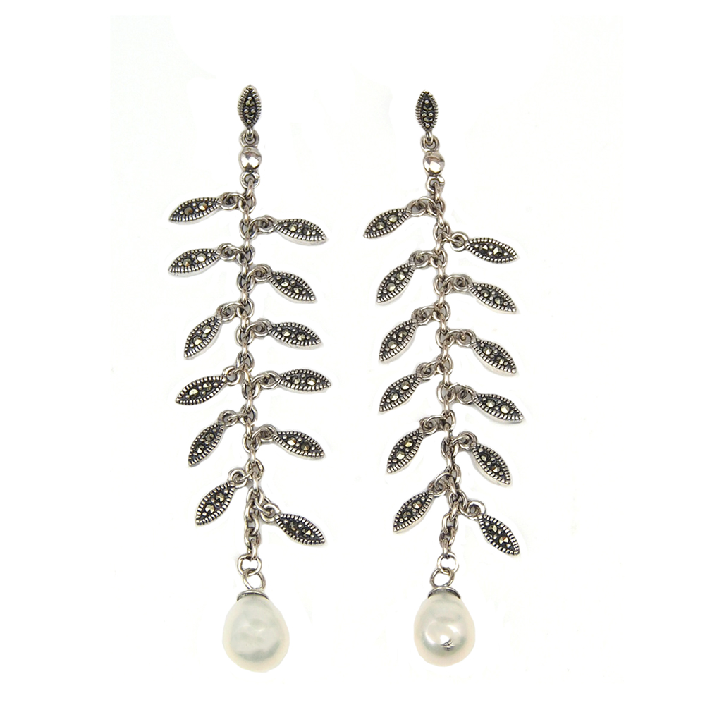 Marcasite and Pearl Earrings