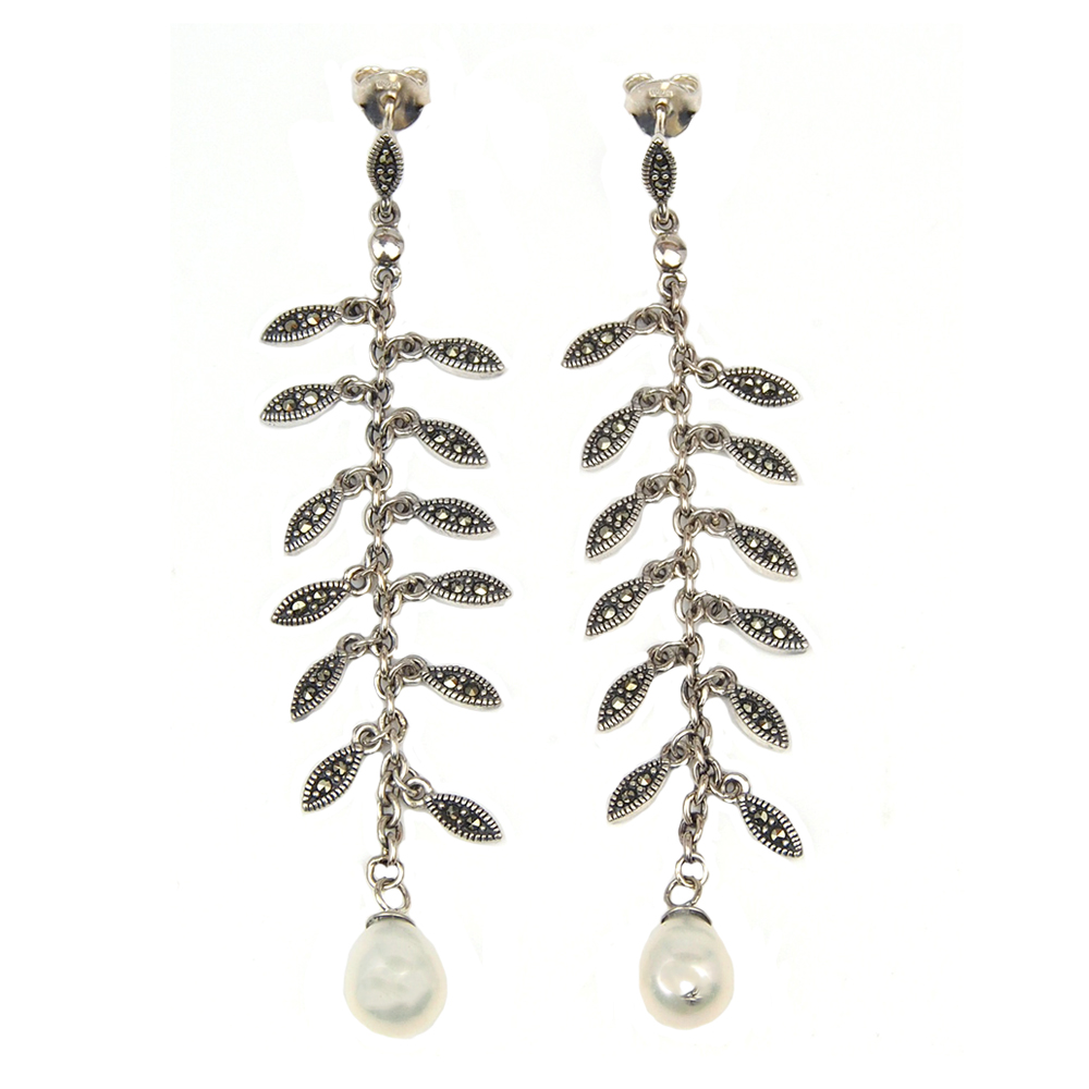 Marcasite and Pearl Earrings