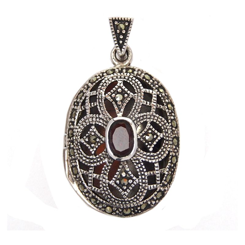 Locket- Silver, Garnet and Marcasite