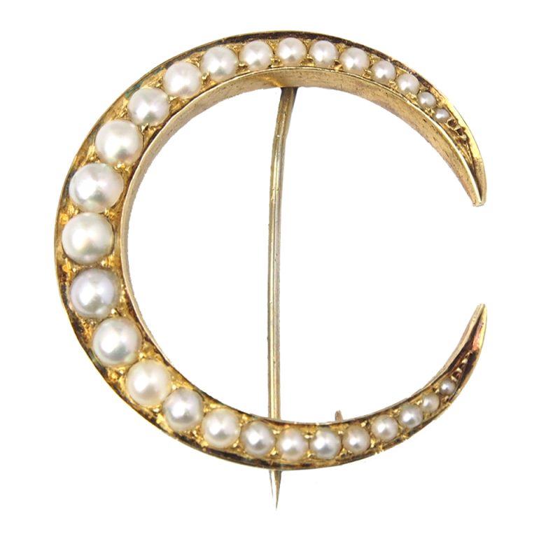 Pearl Antique Crescent Brooch