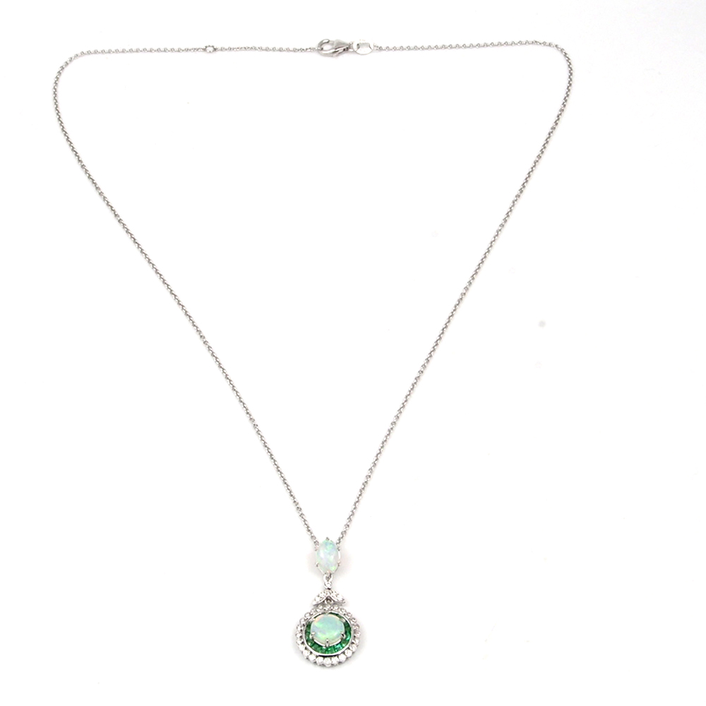 Opal Emerald and Diamond Pendant