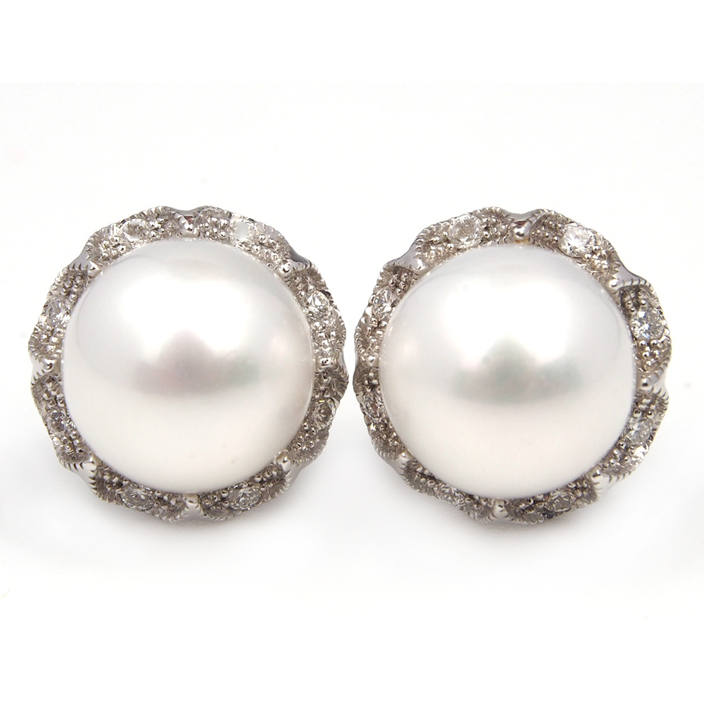 Pearl & Diamond 18ct White Gold Earrings