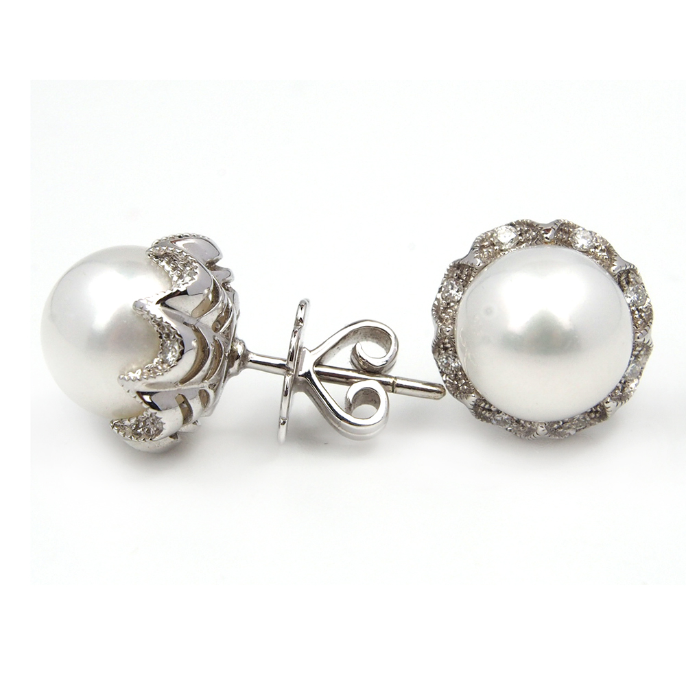 Pearl & Diamond 18ct White Gold Earrings