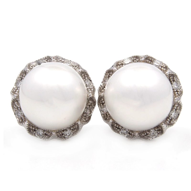 Pearl & Diamond 18ct White Gold Earrings