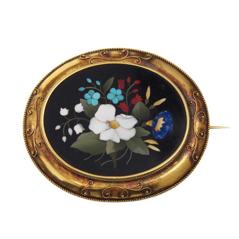 Antique Pietra Dura Brooch