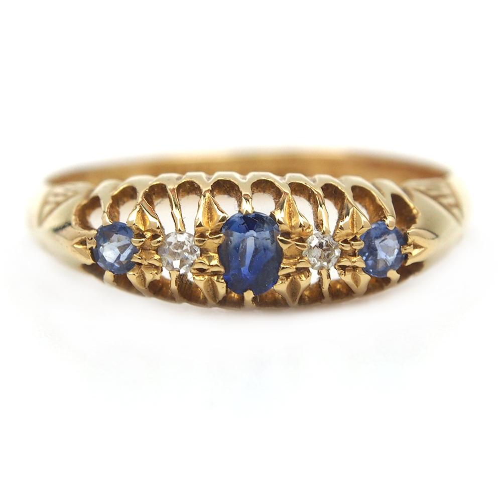 Sapphire and Diamond 18ct Ring - Dated 1914