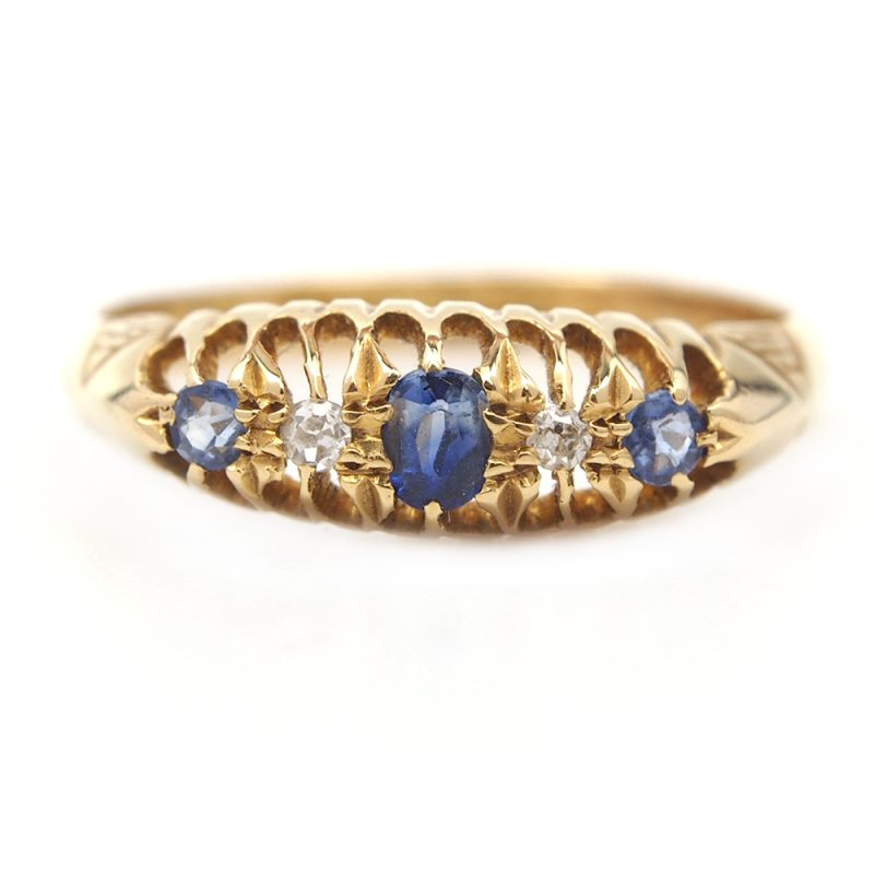 Sapphire and Diamond 18ct Ring - Dated 1914