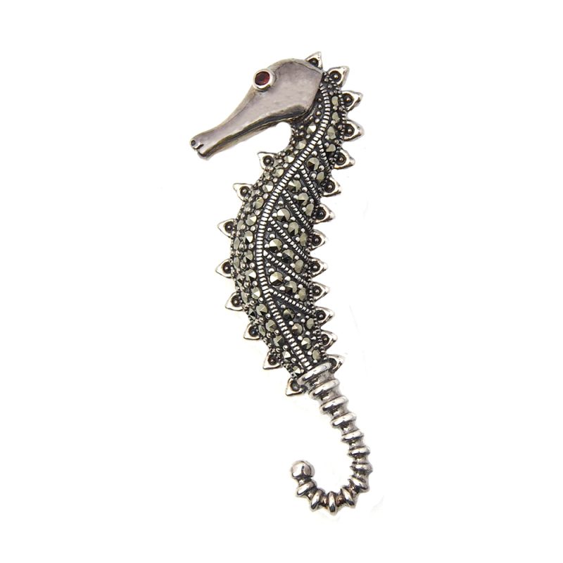 Silver and Marcasite Seahorse brooch/Pendant