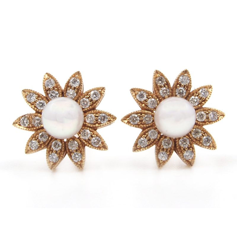 Pearl and Diamond Earrings