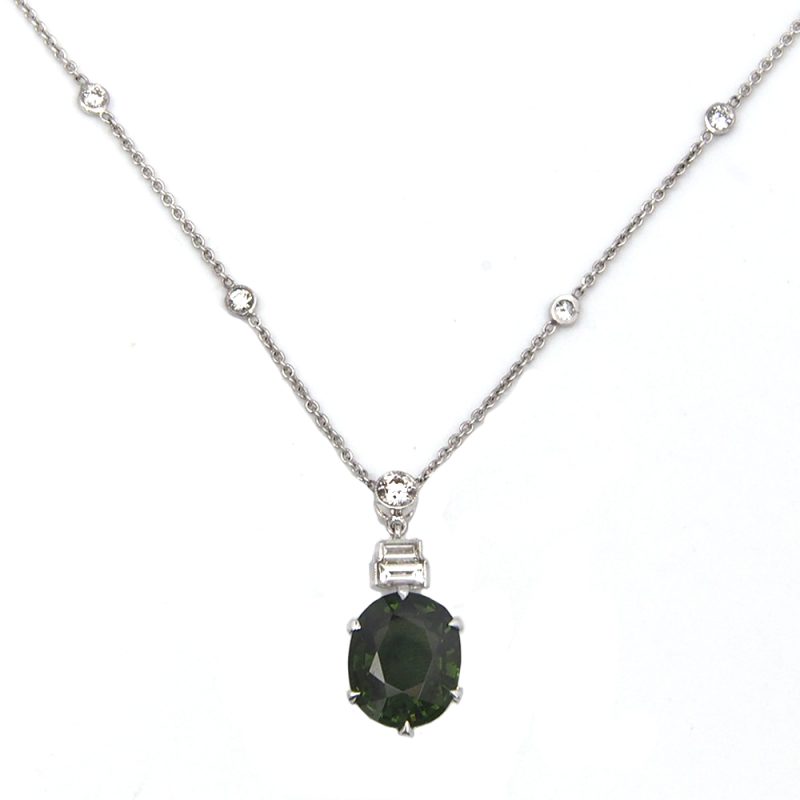 Tourmaline and Diamond Necklace - Green