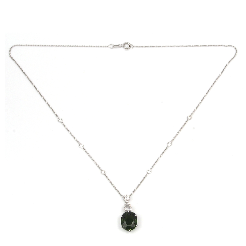 Tourmaline and Diamond Necklace - Green