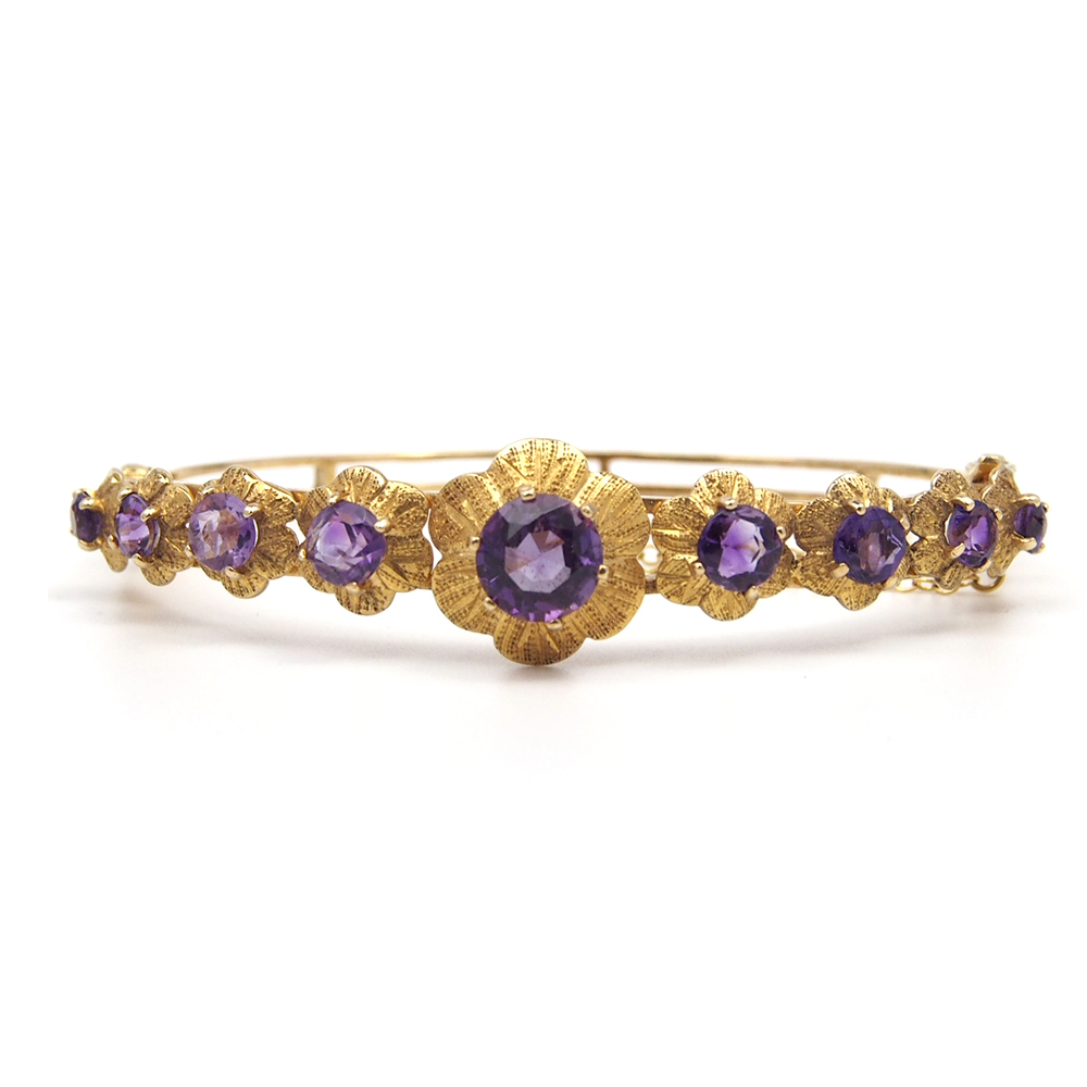Amethyst Flower Bangle