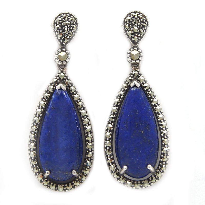 Marcasite and Lapis lazuli Earrings