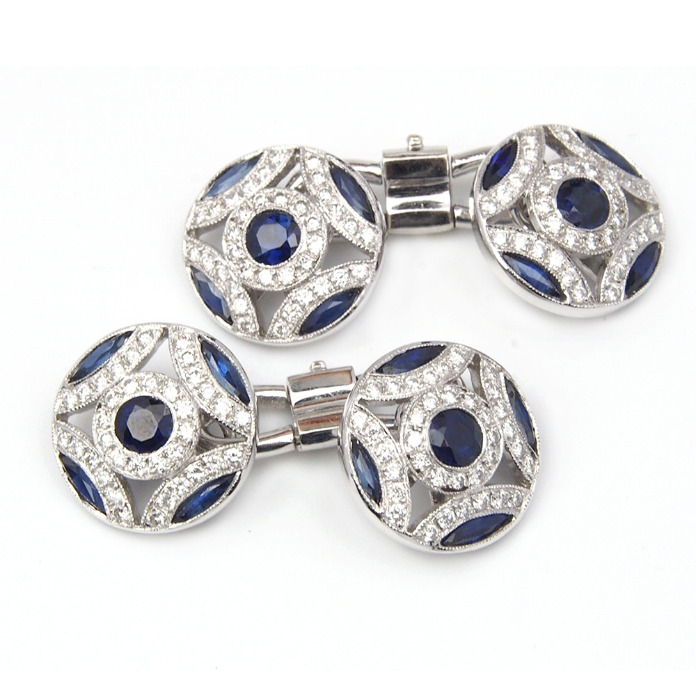 Cufflinks - Sapphire and Diamonds