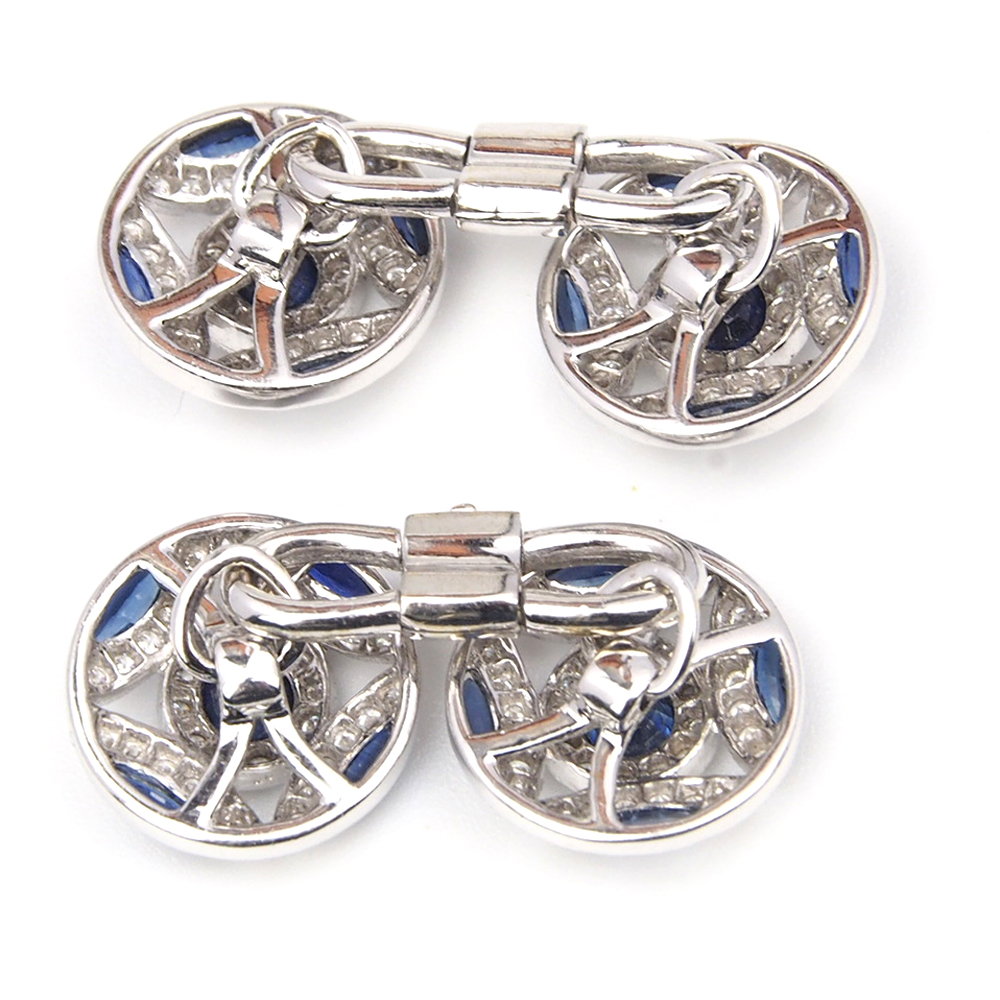 Cufflinks - Sapphire and Diamonds