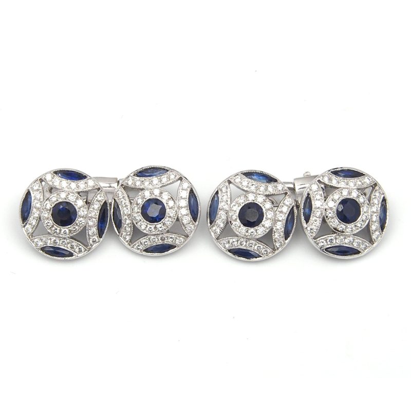 Cufflinks - Sapphire and Diamonds