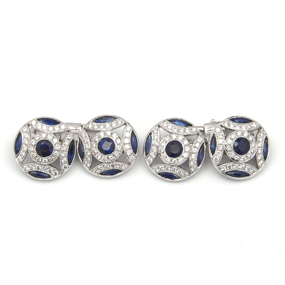 Cufflinks - Sapphire and Diamonds