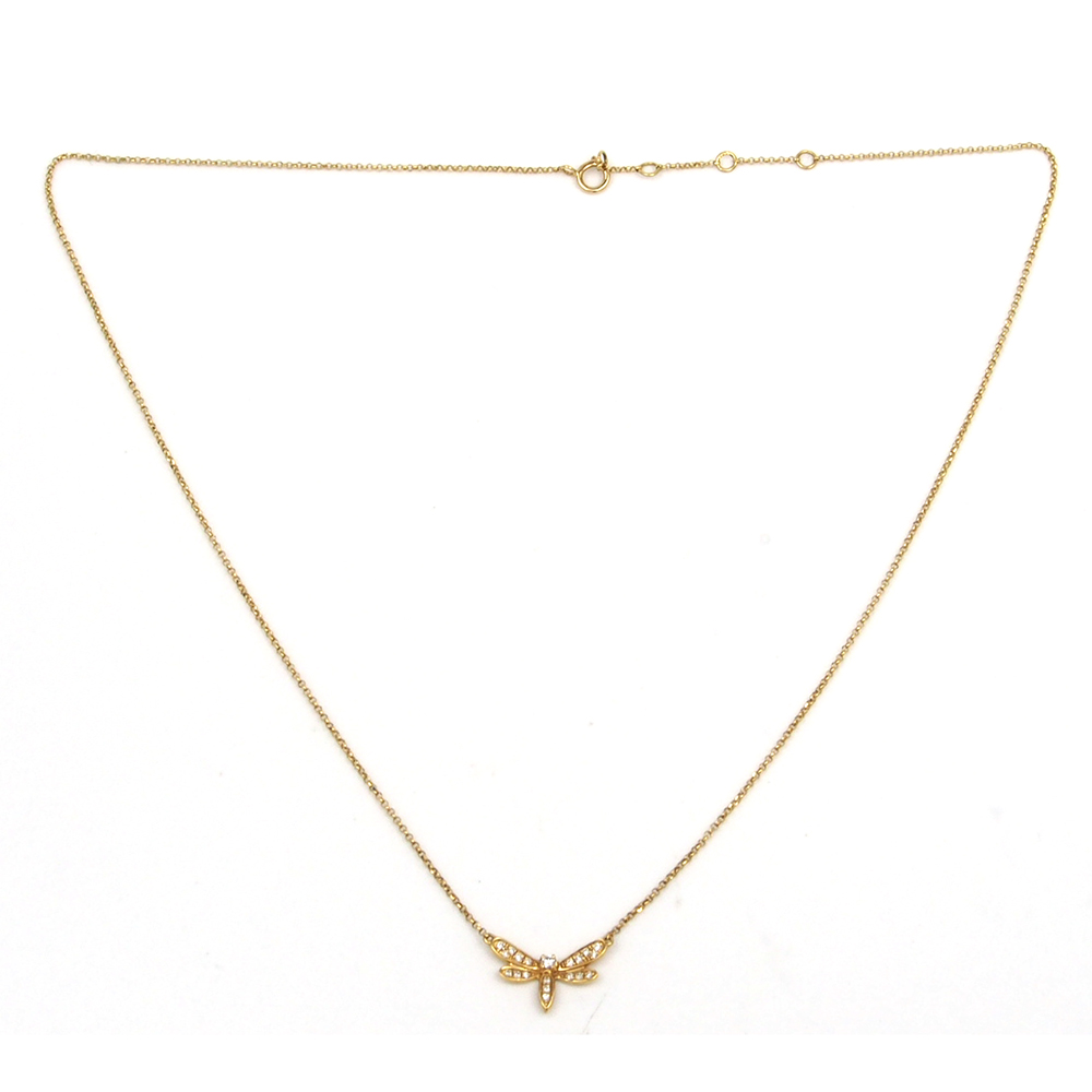 Diamond Dragonfly Pendant & Chain - 18ct Yellow Gold
