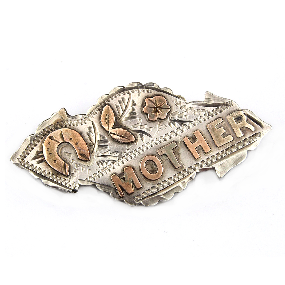 Mother Antique Silver Brooch - Dated 1918